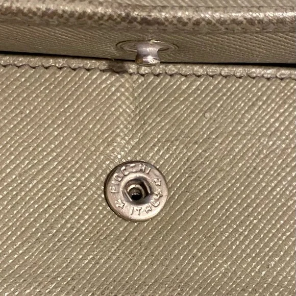 Prada Saffiano Leather Trifold Wallet - Sage - Picture 13 of 16